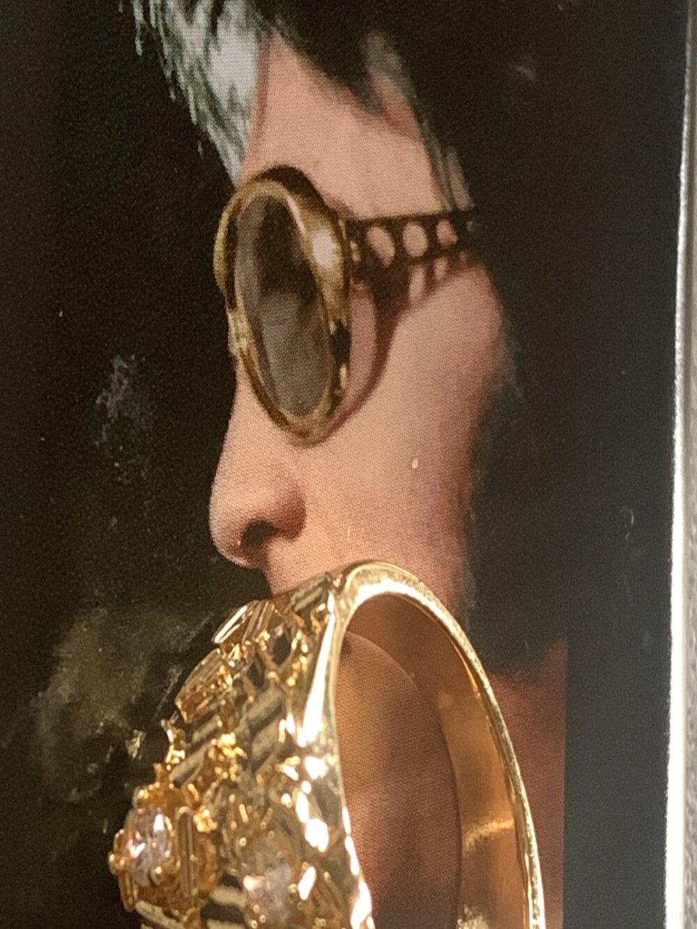 ELVIS INSPIRED 1975 ASHEVILLE CONCERT GOLD and CRYSTAL RING SZ 7